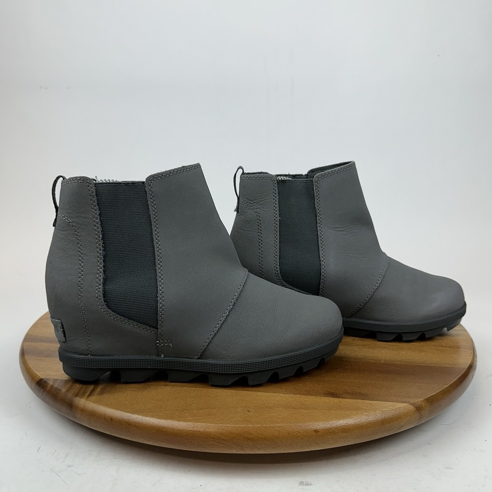 Big Kids Girls Sorel Joan of‎ Arctic Wedge II Gray Ankle Chelsea Boots Size 4 Y